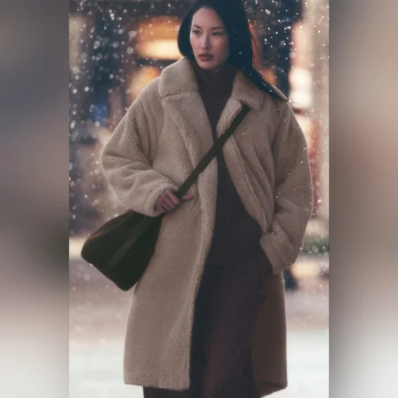 ALO Oversized Sherpa Teddy Trench Coat Zip Pockets Size XXS - Picture 1 of 8